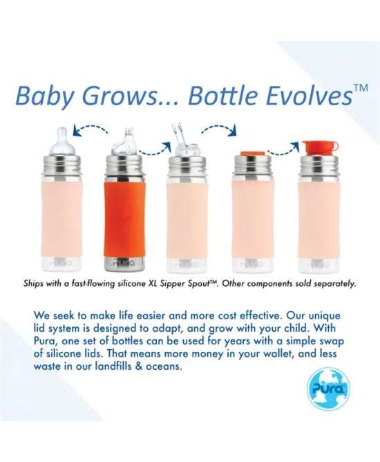 11oz Stainless Steel Sippy Bottle (Aqua)