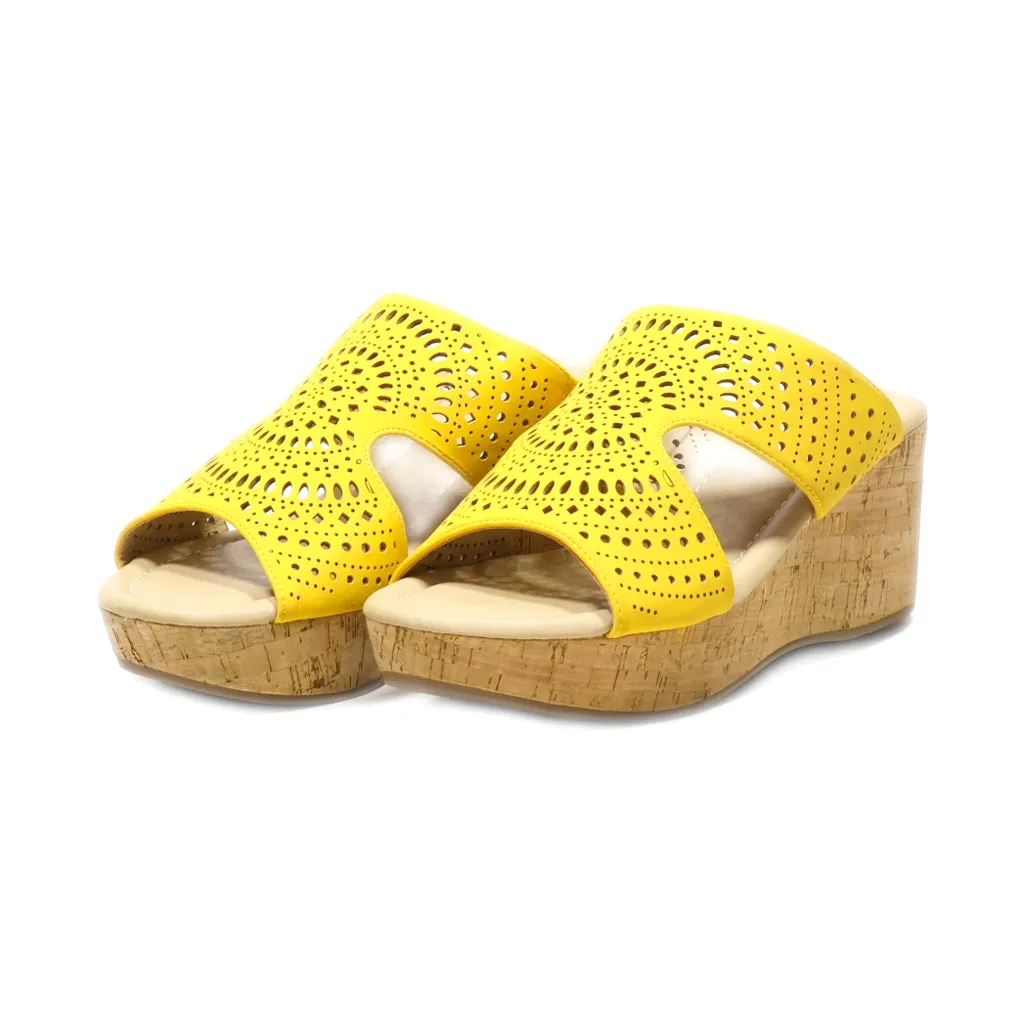 Comfort Wedge Shoes Leather Yellow Colour For Women