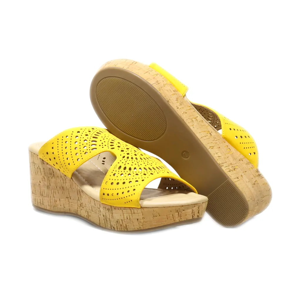 Comfort Wedge Shoes Leather Yellow Colour For Women