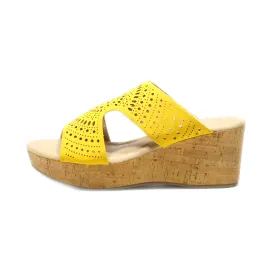 Comfort Wedge Shoes Leather Yellow Colour For Women