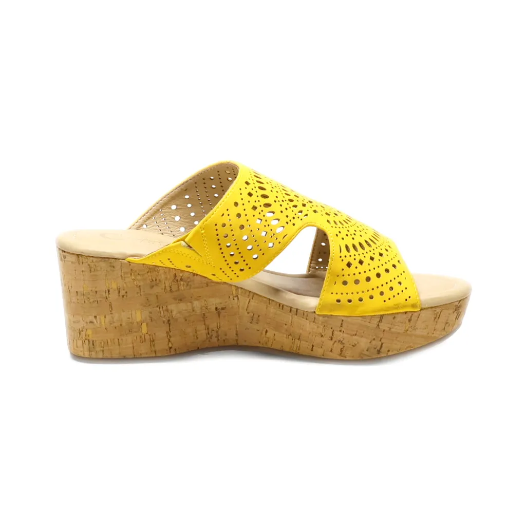 Comfort Wedge Shoes Leather Yellow Colour For Women
