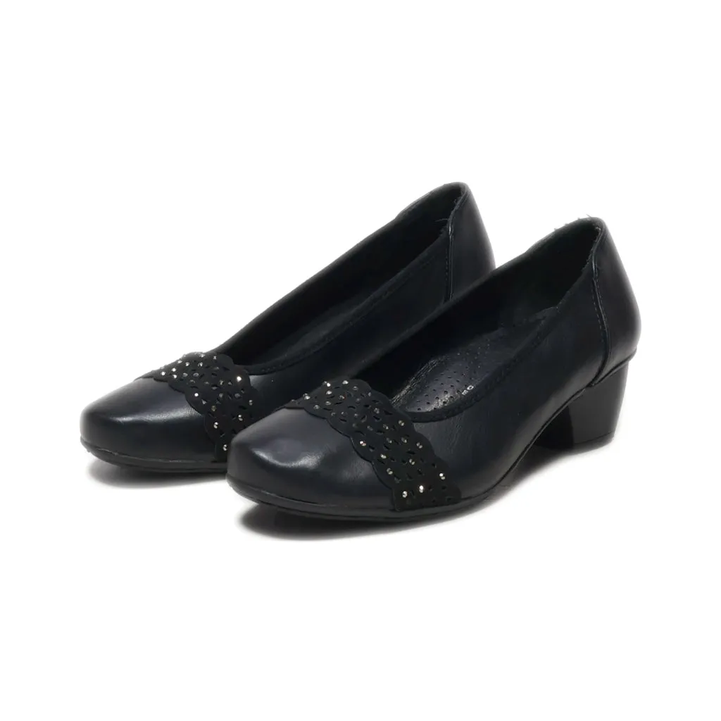 Easy Street Mid-Heel Shoes Canvas Black Colour For Women
