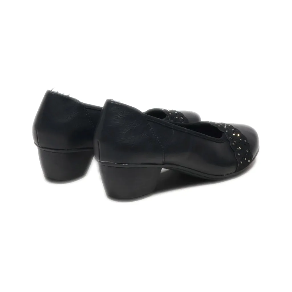 Easy Street Mid-Heel Shoes Canvas Black Colour For Women