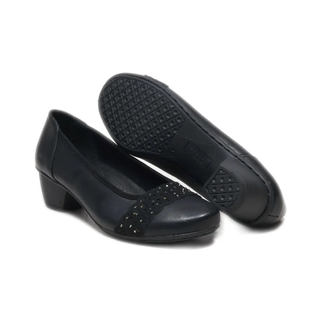 Easy Street Mid-Heel Shoes Canvas Black Colour For Women