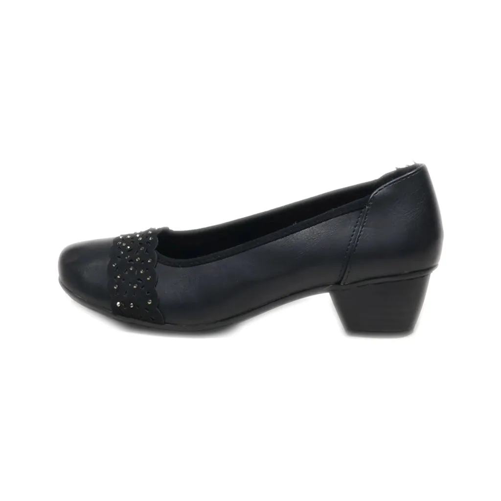 Easy Street Mid-Heel Shoes Canvas Black Colour For Women