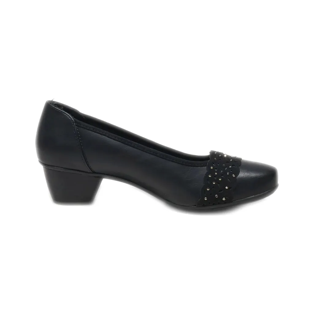 Easy Street Mid-Heel Shoes Canvas Black Colour For Women